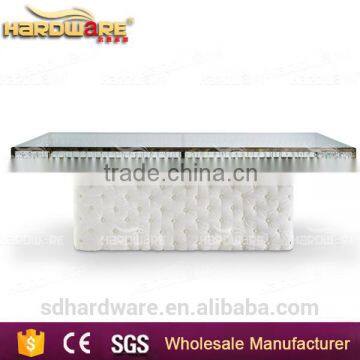 Iron Frame Fabric Base Glass Top Square Wedding Banquet Table photo-3