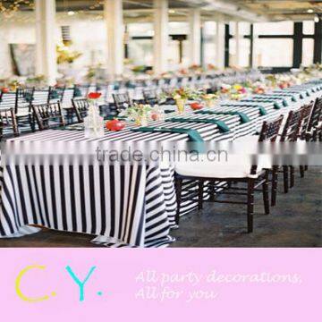 classic stripe tablecloth white/black for wedding or banquet