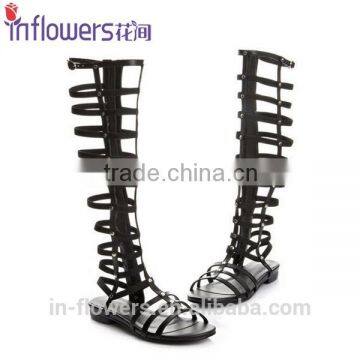 Custom made Sexy black sandal shoes flat for women