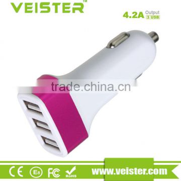 Veister Car Charger,Triple 3 USB Port car cahrger Smart IC Adapts Safety Protect for Apple and Android Devices