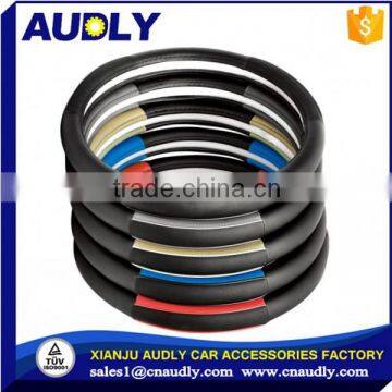 Black Steering Wheel Cover With Woodgrain Design