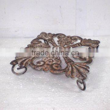 Square Flower Metal Coaster W/Antique Rustic Finish photo-1
