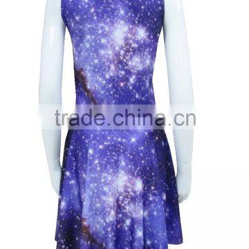 2015 new arrival sublimation custom ladies dress sleeveless outdoor 3d printing dress