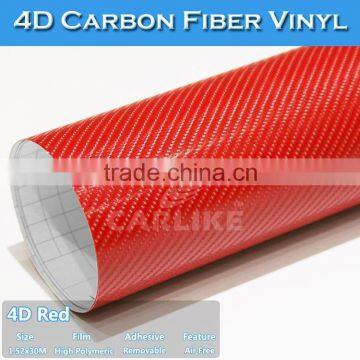 SINO CAR STICKER Hot Selling Car Hood Sticker Red 4D Carbon Fiber