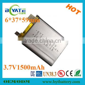 3.7v 1500mAh rechargeable polymer battery cell for laptop battery