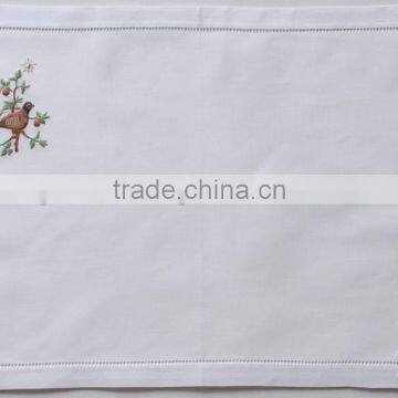 Hand embroidered placemat-design 65-partrid