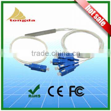 Mini PLC Splitter 1*8 , SC APC Steel Tube G657A fiber 0.9mm