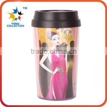 Double wall plastic travel mug, auto mug,Stainless Steel Coffee Mixing Cup Self Stirring Mug