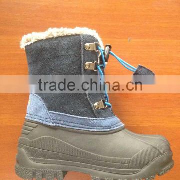 CS-20 Suede Leather Kids Snow Boots In blue Color Keep Warm In Winter