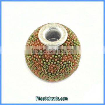 Wholesale Green & Coral Resin Indonesia Metal Core Beads PCB-M100560