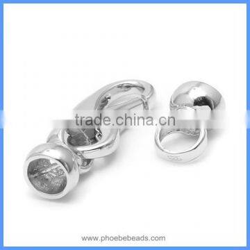Wholesale White Rhodium Plated 925 Sterling Silver Lobster Spring Clasp With End Cap For Pearl Jewelry SC-CZ040 photo-5