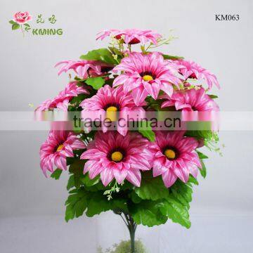 cheap 18 heads dahlia fake flower pink color for funeral and grave usage