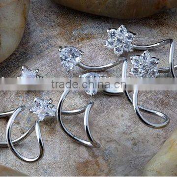 Steel twist with shaped prong-set gems