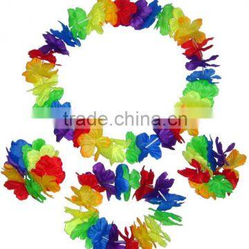 Wholes party decoration Colorful luau hawaiian flower leis set