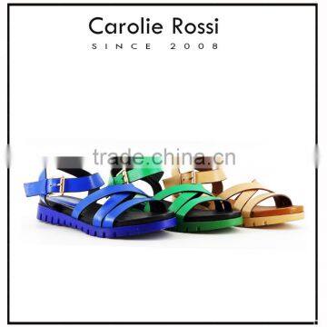 China wholesale sandals buckle strap peep toe flat low price ladies sandals