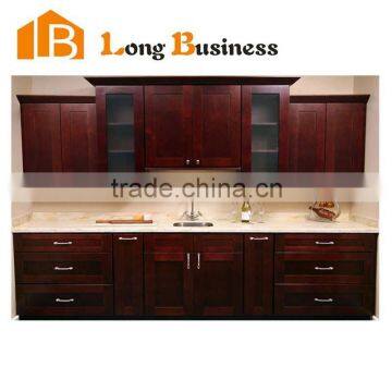 LB-JL1192 Amazing chain shop composite solid surface dark solid wood kitchen cabinets