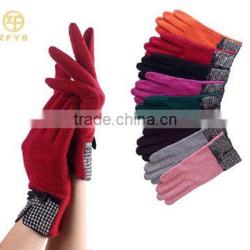 Classic ladies colors smartphone wool knitted gloves