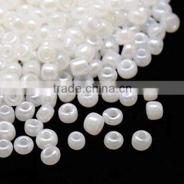 6/0 Micro Glass Seed Beads, Pony Bead, Ceylon Round, White(SEED-A018-6-M334)