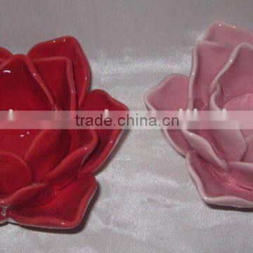 CERAMIC HANDMADE FLOWER CANDLE HOLDER