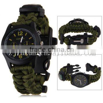 Handmade Paracord Polyester Watch Fashion Paracord Watch With Compassm Flint Whistle photo-3