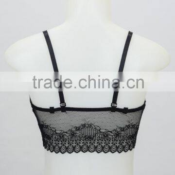 90% Viscose Deep Red Sheer Lace Cami Bra Sale photo-5