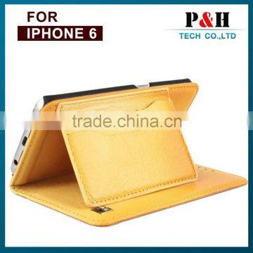 Ultra thin book stand wallet genuine leather case for iPhone 6 4.7 inch