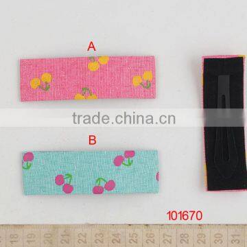 2014 new style/ fabric covered plastic hair clip for girls