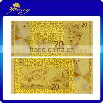 Gold foil Banknote Leaf Plated RM20 Gold foil Banknote