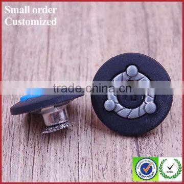 Fashion Black Round Engraved Logo Men Shirts Metal Buttons photo-2