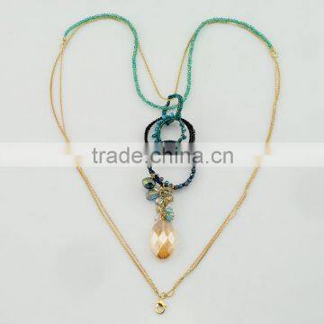 Fancy Electroplating Metal Bead Chain Necklace Beaded Jewelry With Pendant photo-4