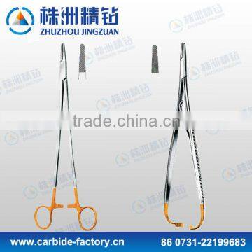 needle holding forceps,tungsten carbide inserts welded to hegar ahujas holder clips