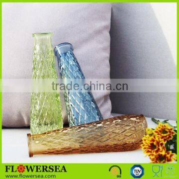 China home decoration wholesale white / red / yellow / blue / green / purple clear glass flower vases