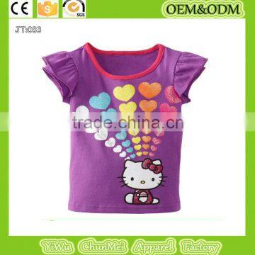 2015 t-shirt kids cotton kids t shirt Purple t-shirt Printing t-shirt children's clothes