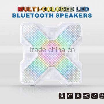 X-series music Bluetooth speaker, Multi-color LED display, dual speakers, support Phone answer, TF card, AV in, internal battery