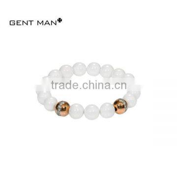 Ceramic beads bracelet with rose gold tainless steel and CZ inset jewelry