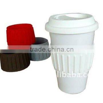 Factory sale custom FDA ceramic mug with silicone lid