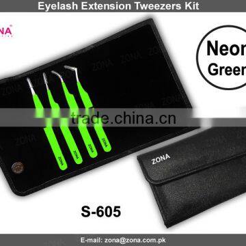 Wholesale False Eyelash Extension Tweezers /4-pcs Neon Eyelash Extension Tweezers Set From ZONA PAKISTAN