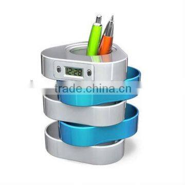 LCD Clock with pen holder