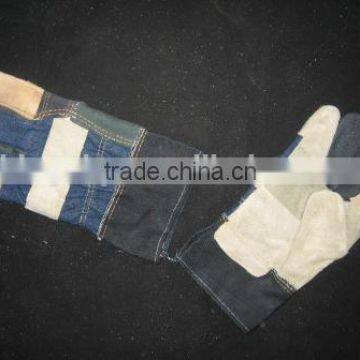 Mixed color reverse patched palm furniture leather glove