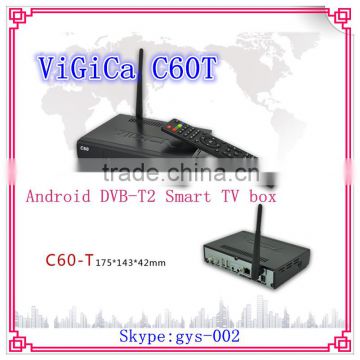 Newest Factory wholesale Android DVB-T2 Smart TV box Vigica C60T support wifi, 3G,3D, XBMC