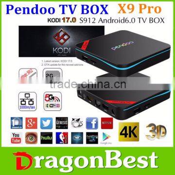 Amlogic xbmc Octa core Pendoo X9 Pro S912 2g 16g core gpu Octa core android KODI 17.0 tv box