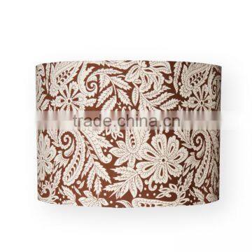 replaceable delicated cylinder lamp shade with chocolate and beige pattern for table lamp