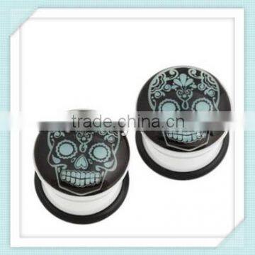 UV acrylic SKULL ear plug /tunnel body jewellery piercing FACTORY