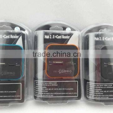 All in One Multi-card Reader with 3 Ports USB 2.0 Hub card Reader Combo usb Hub For SD/MMC/M2/MS