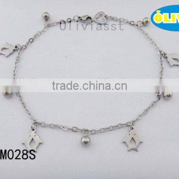 Olivia Jewelry Hotsale Stainless Steel New Gold Anklet Designs For Girls With Ten Charm
