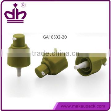 Small green cosmetic cream airless plastic pump for bottle