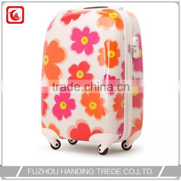 4 wheel flower print trolley suitcase , bright color travel luggage