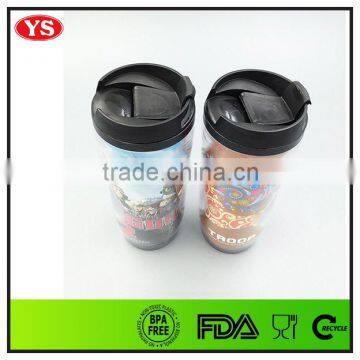 FDA Certification Double Wall 350 ml Plastic Starbucks Tumbler Mug With Flip Lid photo-5