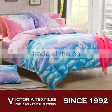 colorful printed 100% polyester luxury bed linen quilt sets