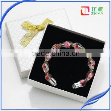 Lucky pink dried flower rhinestone beads bangle for women